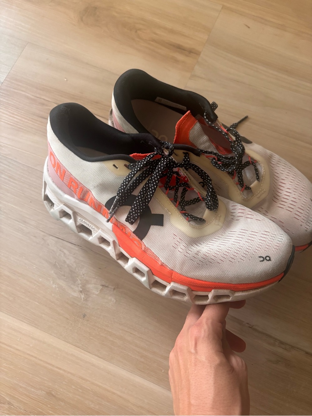 On Running Women’s Cloudmonster Running Shoes - White & Orange Accent
